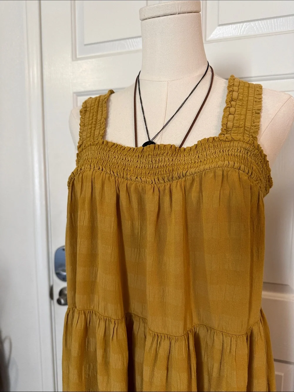 Old Navy Mustard Tiered Midi Sundress - Picture 2 of 4